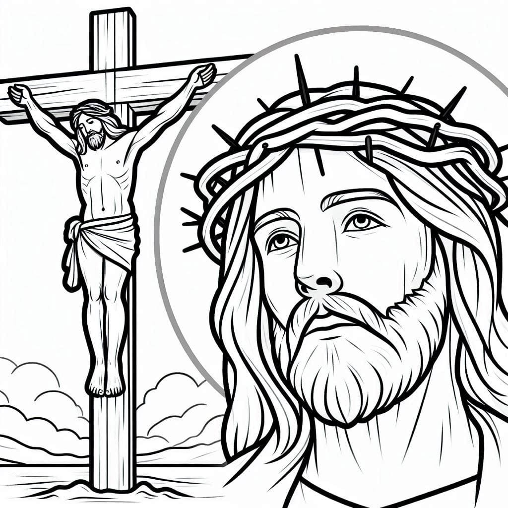 Desenho deImprimível Jesus na Cruz para colorir