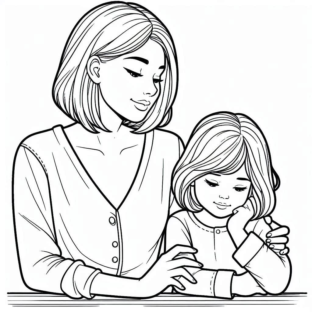 Desenho deImprimível Mãe e Filha para colorir