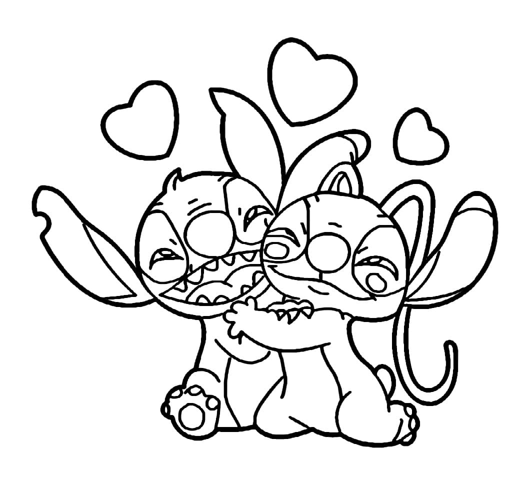 Desenho deImprimível Stitch e Angel para colorir