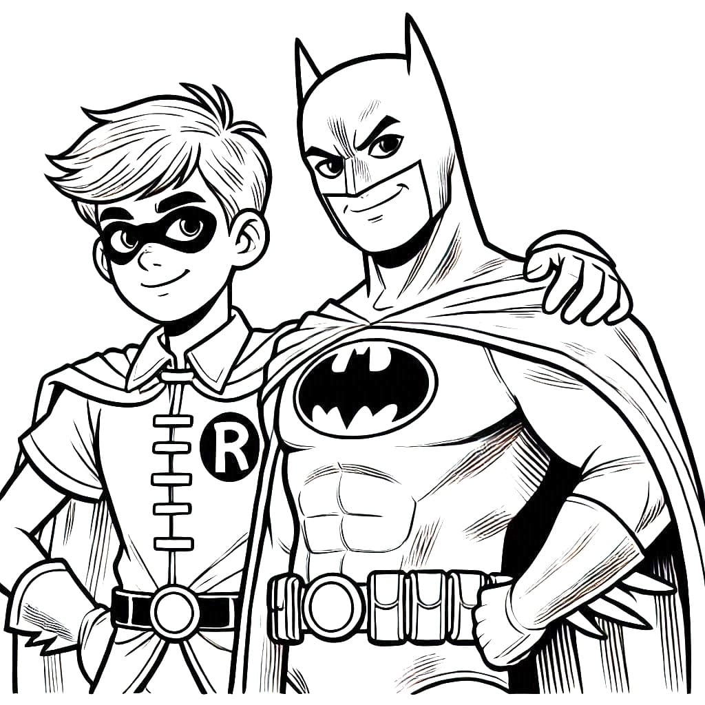 Desenho deIncrível Batman e Robin para colorir