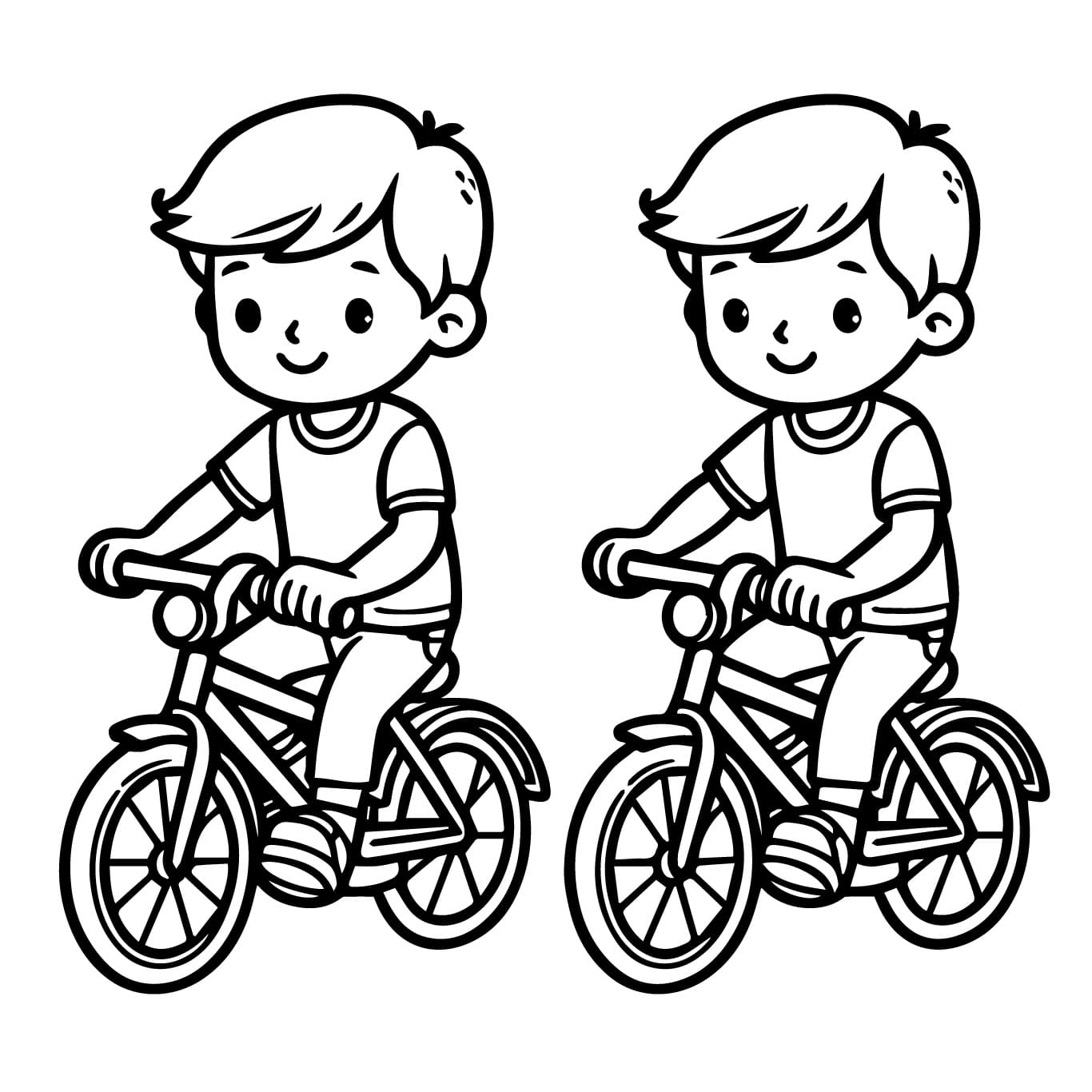 Desenho deIrmãos Andando de Bicicleta para colorir