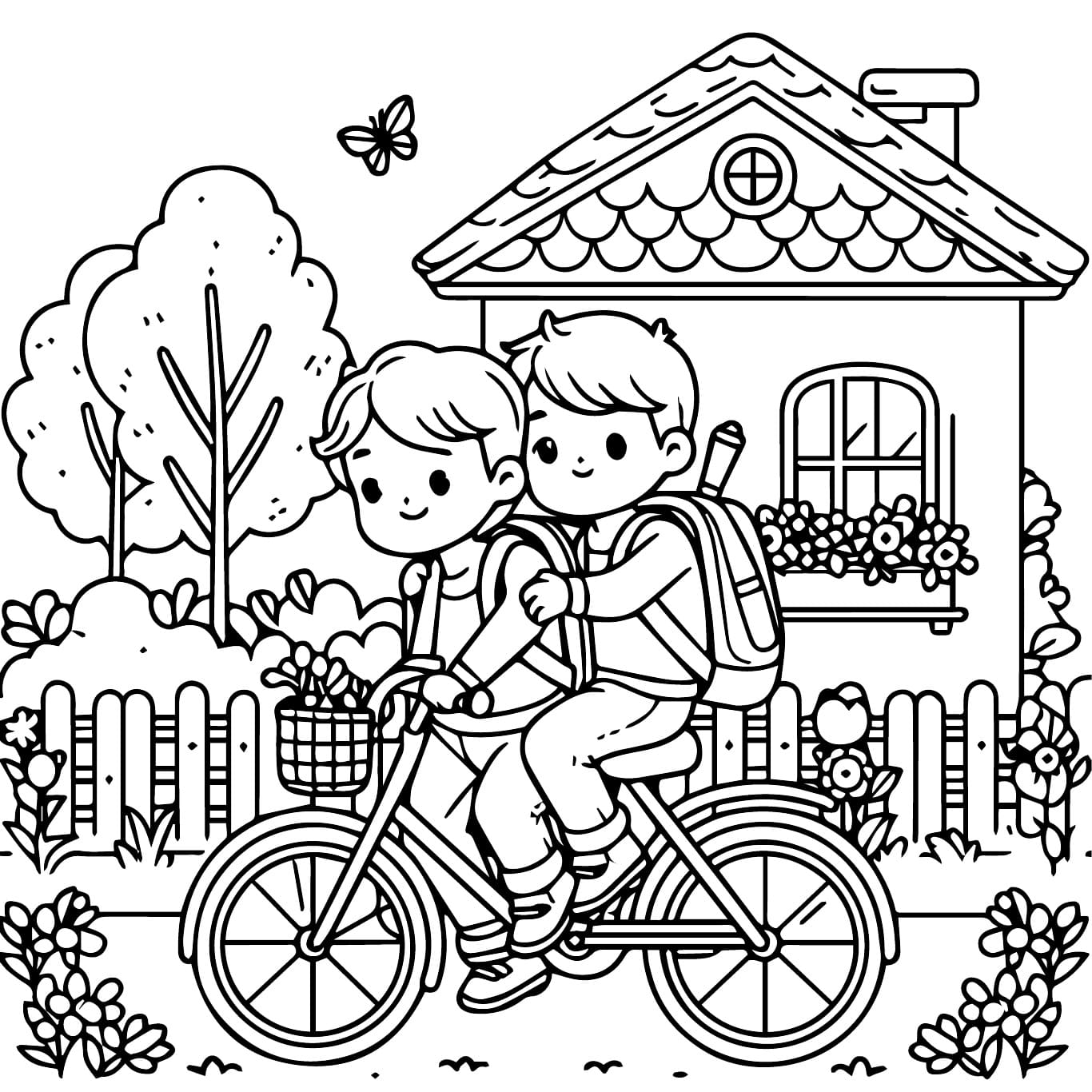 Desenho deIrmãos de Bicicleta para colorir