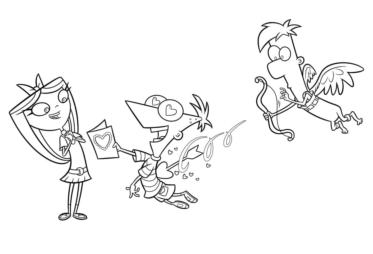 Desenho deIsabella, Phineas e Ferb para colorir