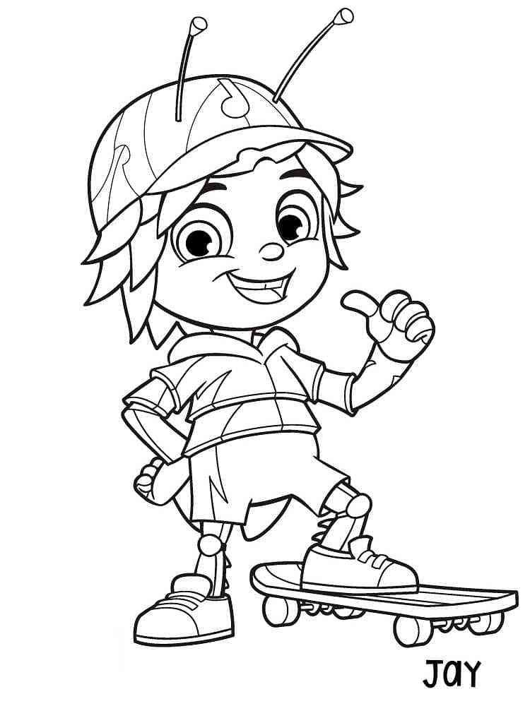 Desenho deJay em Beat Bugs para colorir