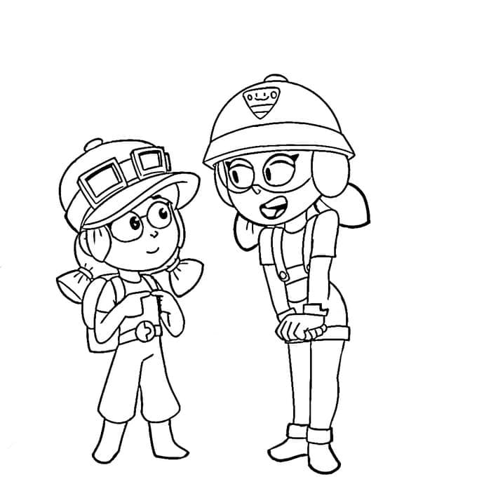 Desenho deJessie e Jacky de Brawl Stars para colorir