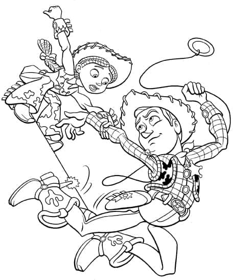 Desenho deJessie e Woody Toy Story para colorir