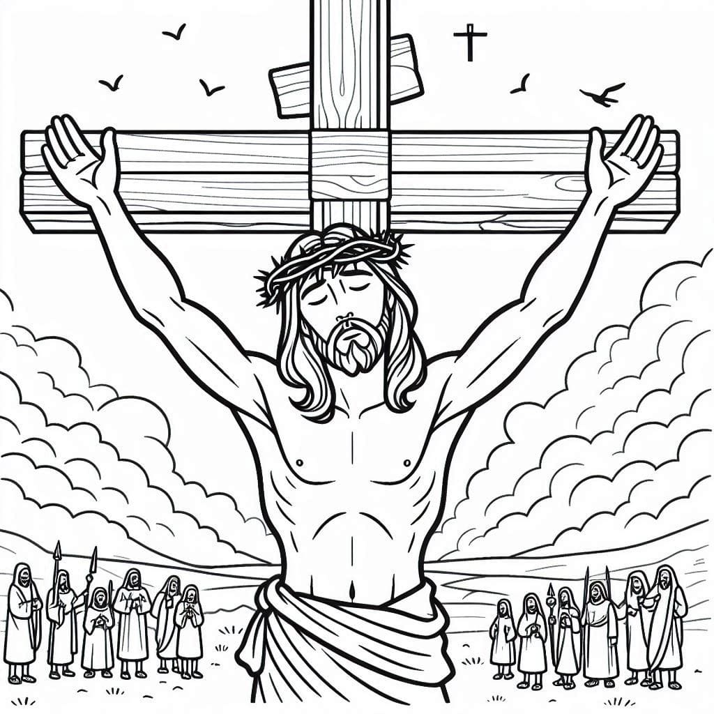 Desenhos de Jesus na Cruz (Crucificação de Jesus) para colorir