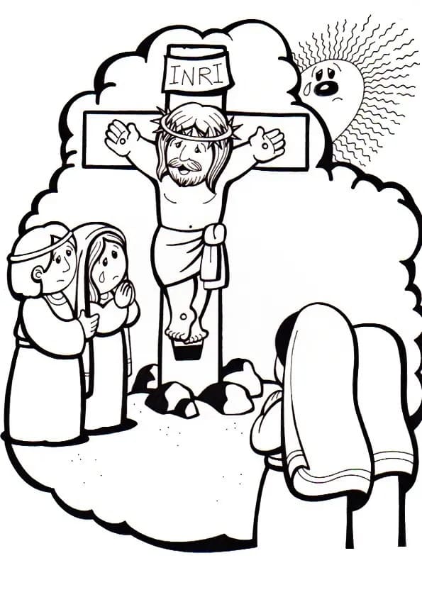 Desenho deJesus na Cruz 4 para colorir