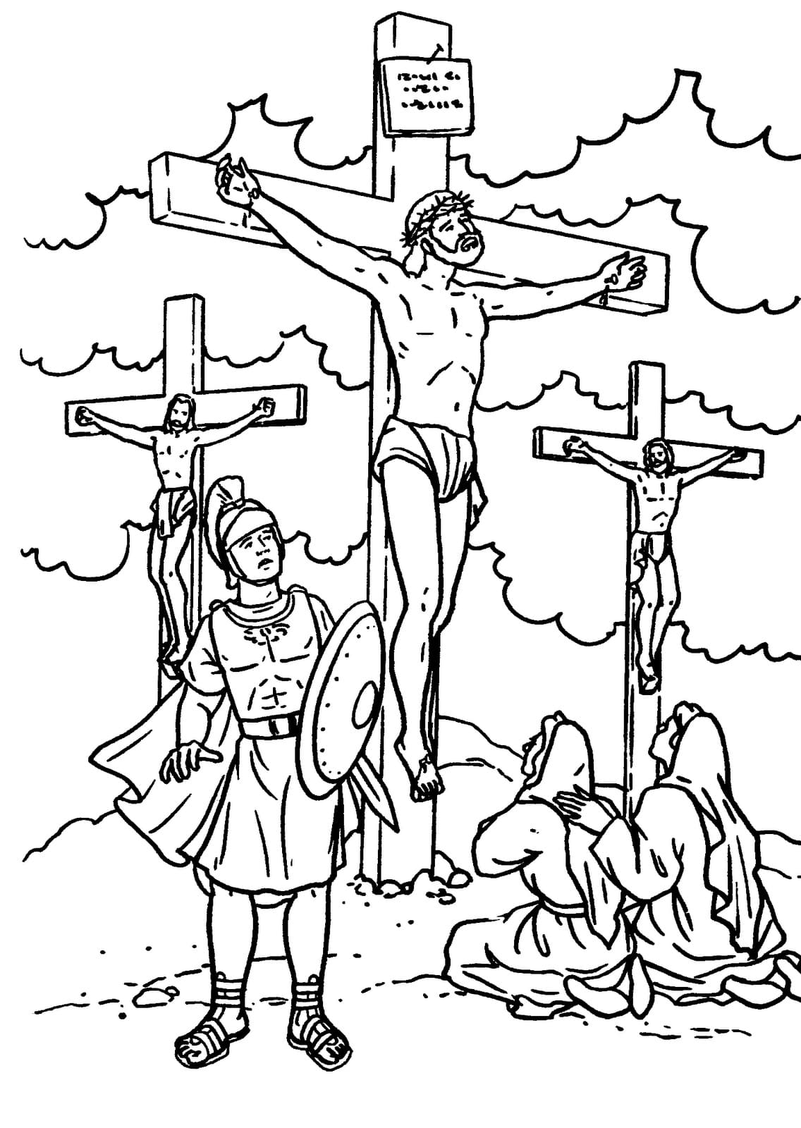 Desenho deJesus na Cruz 5 para colorir