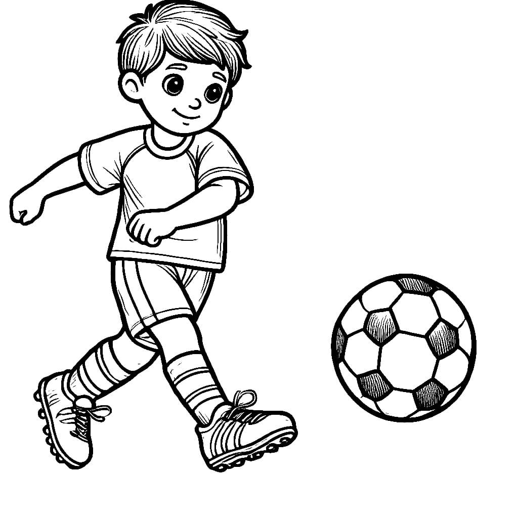 Desenho deJogador De Futebol Joga Bola para colorir