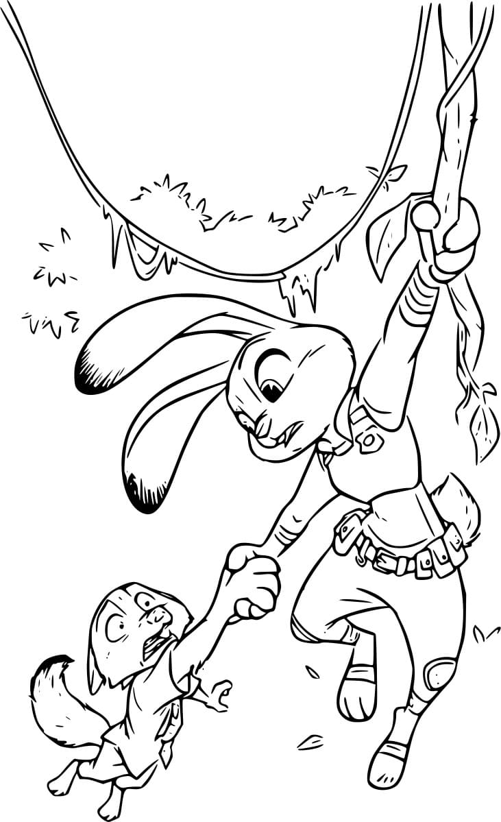 Desenho deJudy E Nick Em Perigo para colorir