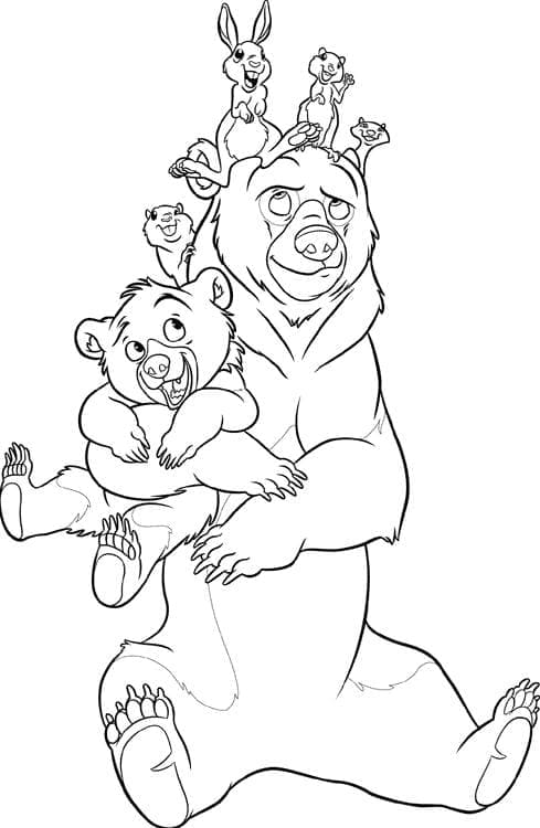 Desenho deKenai com Koda Irmão Urso para colorir