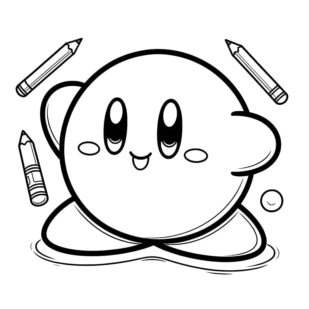 Desenho deKirby Alegre para colorir