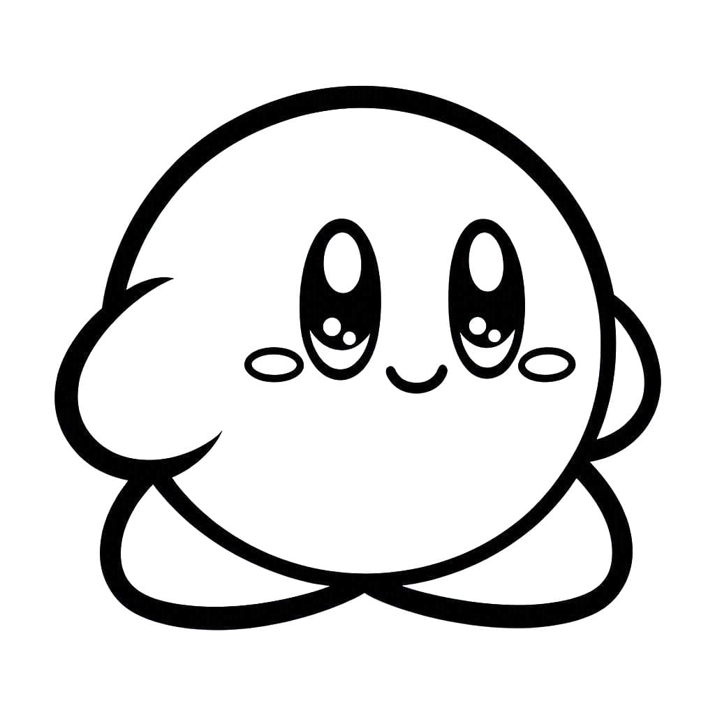 Desenho deKirby está feliz para colorir