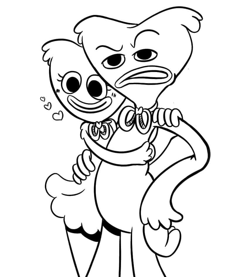 Desenho deKissy Missy com Huggy Wuggy para colorir