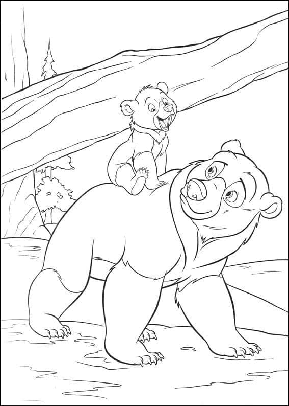 Desenho deKoda com Kenai Irmão Urso para colorir