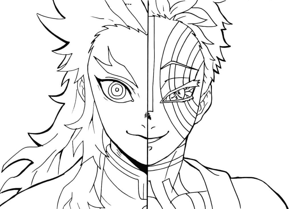 Desenho deKyojuro Rengoku e Akaza para colorir