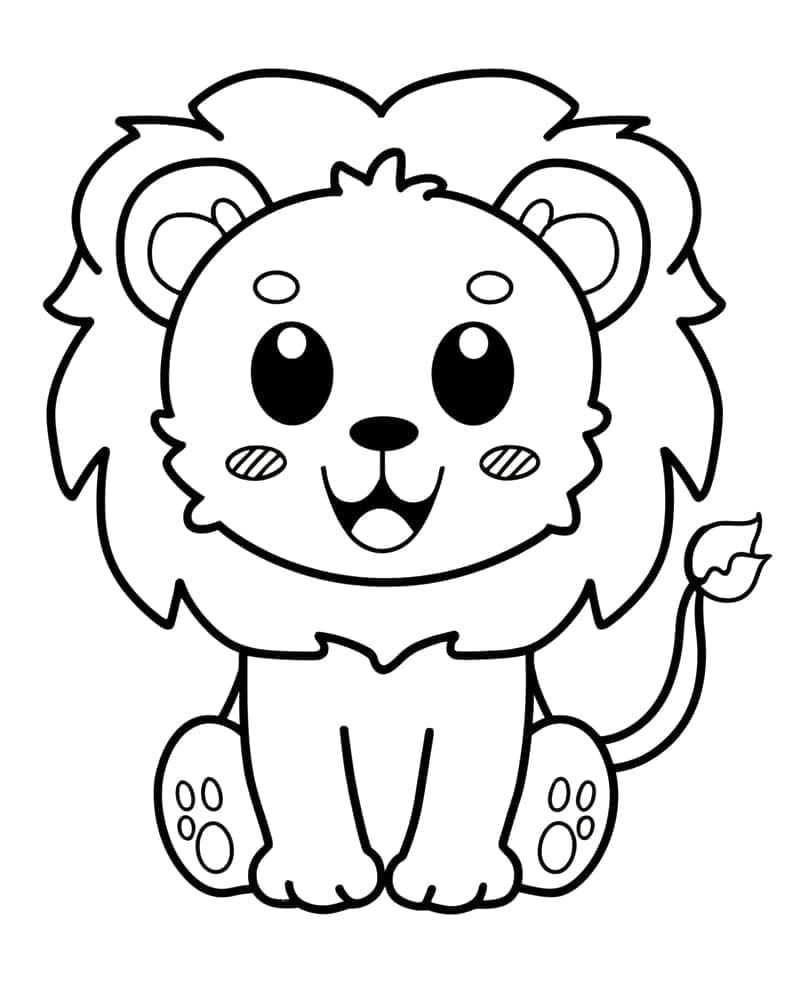 Desenho deLeão Muito Kawaii para colorir