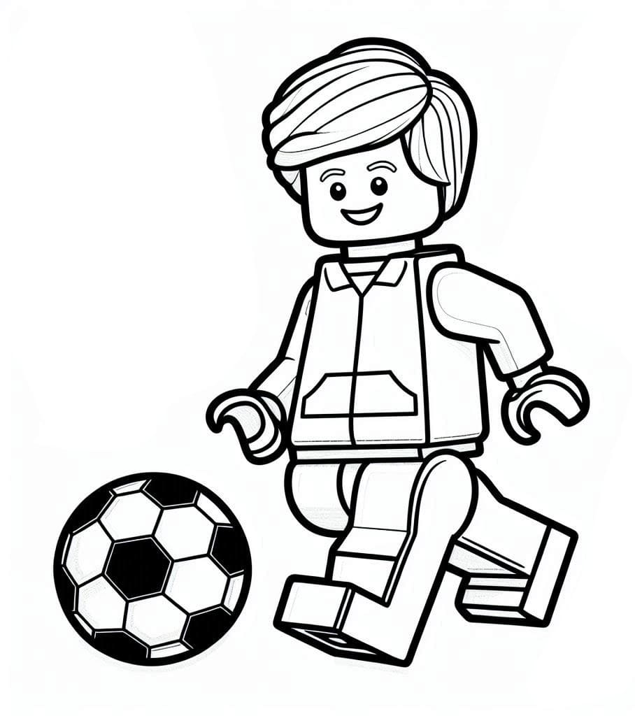 Desenho de Lego Joga Futebol para colorir