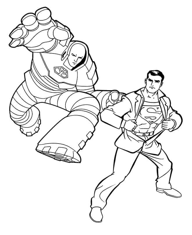 Desenho de Lex Luthor vs Superman para colorir