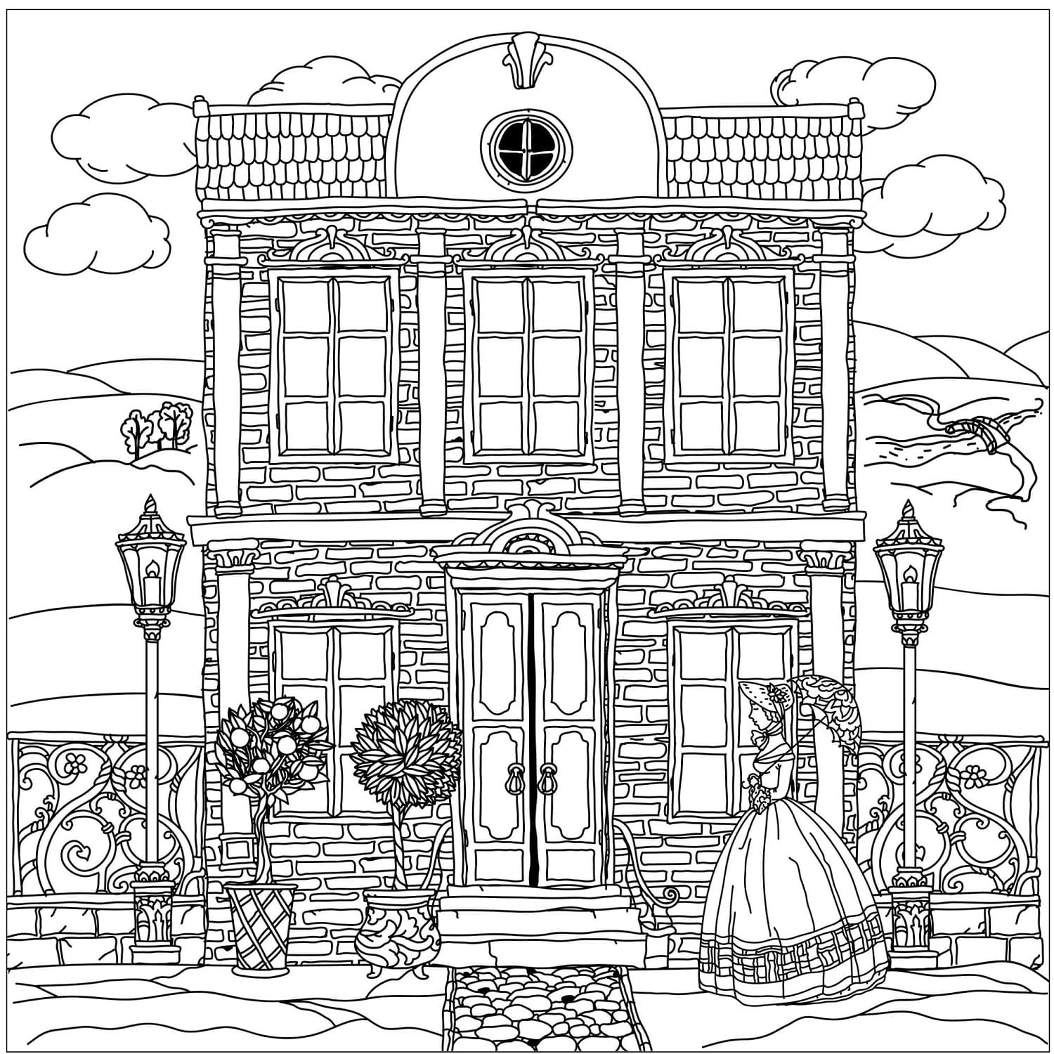 Desenho deLinda Casa Vitoriana para colorir