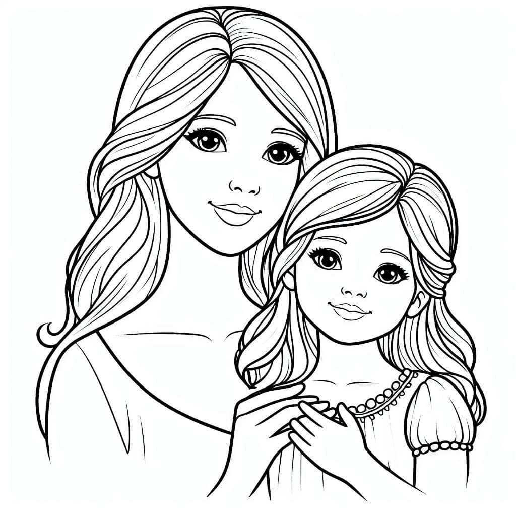 Desenho deLinda Mãe e Filha para colorir