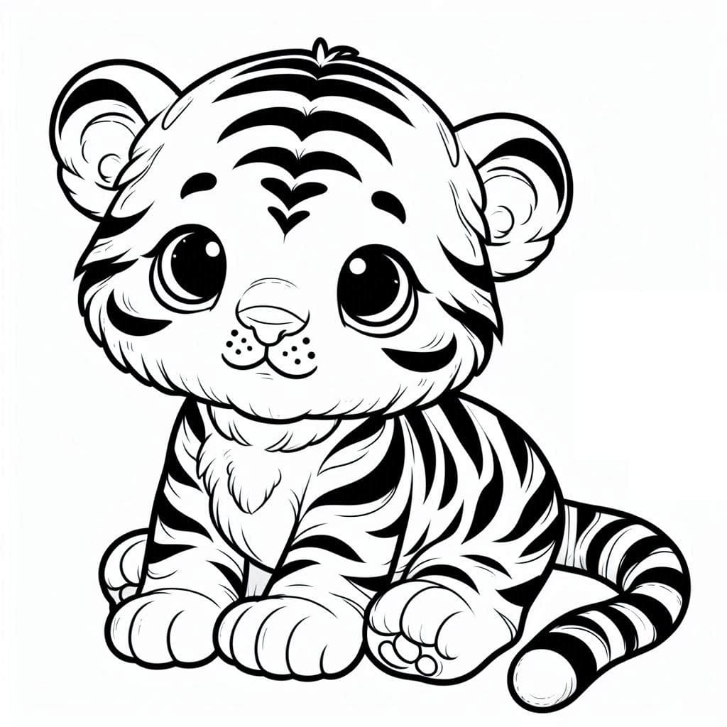 Desenho deLindo Filhote de Tigre para colorir