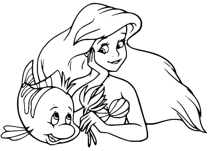 Desenho deLinguado e Ariel para colorir