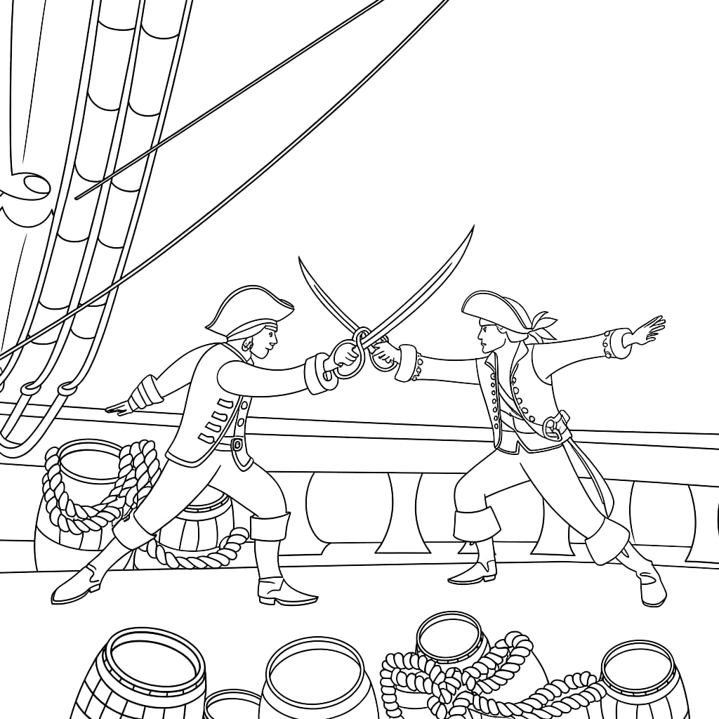 Desenho de Luta De Piratas para colorir