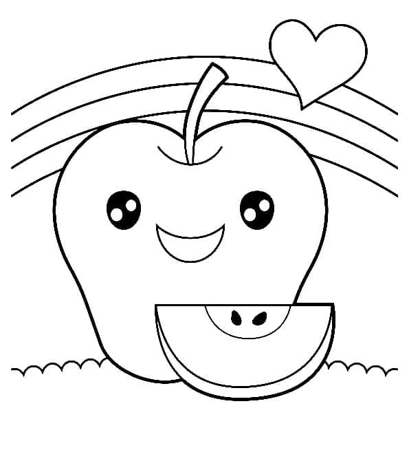 Desenho deMaçã Kawaii para colorir