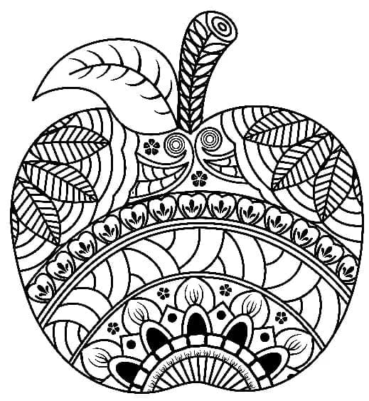 Desenho deMaçã Zentangle para colorir