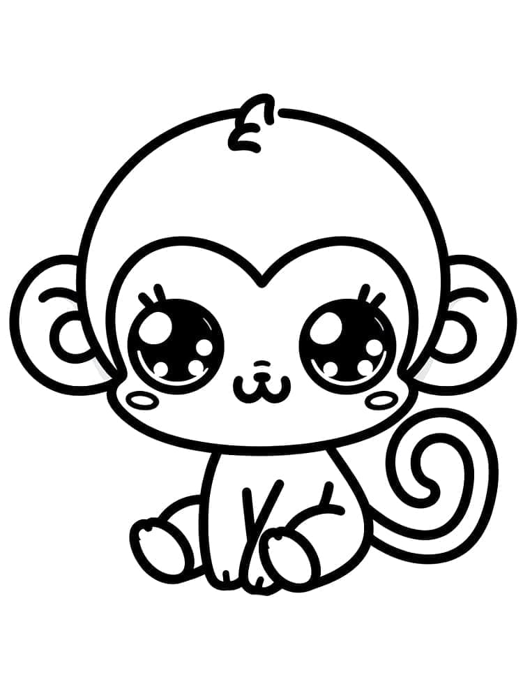 Desenho deMacaco Kawaii para colorir