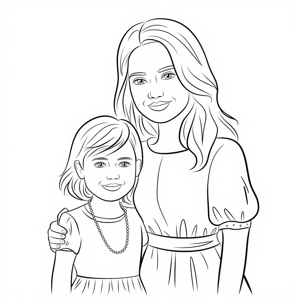 Desenho deMãe e Filha Grátis para colorir