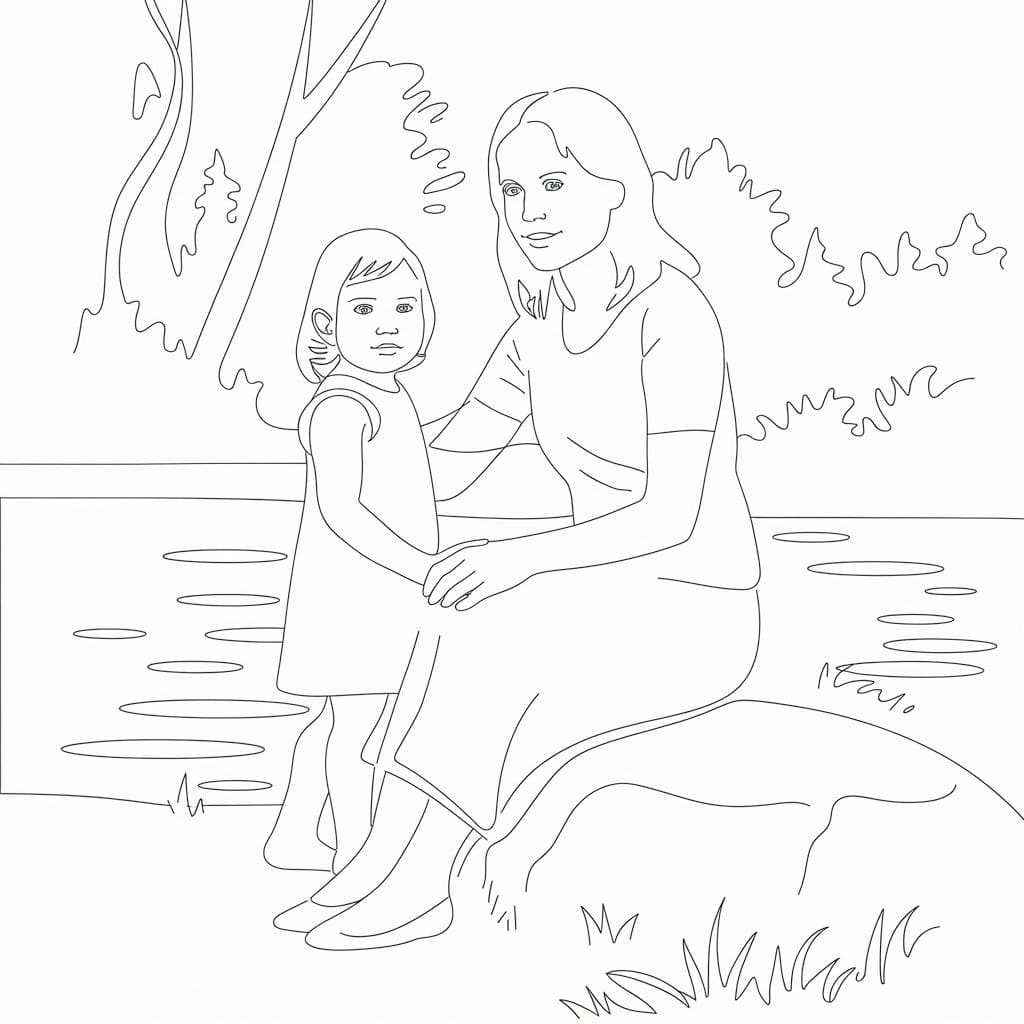 Desenho deMãe e Filha Para Crianças de 6 Ano para colorir