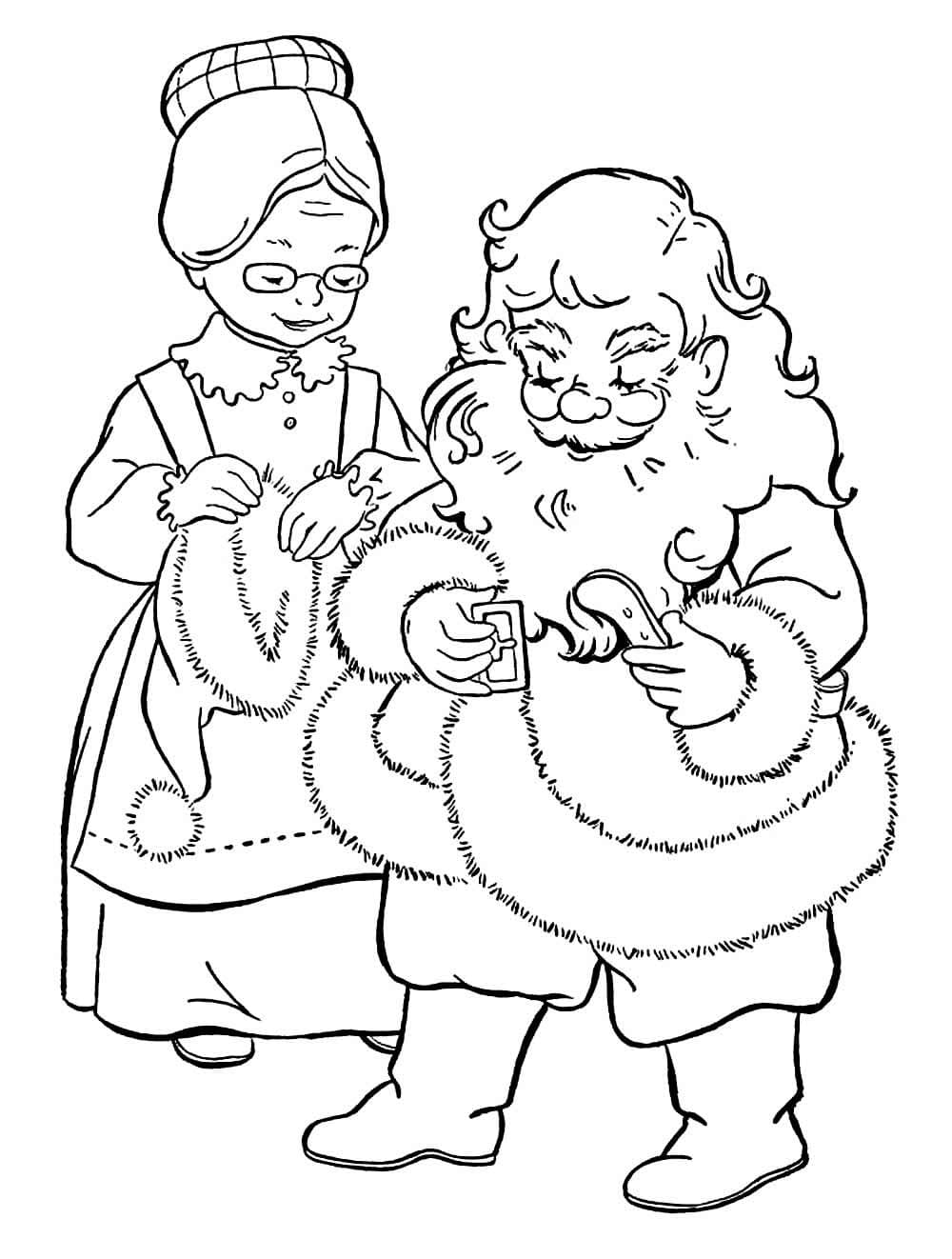 Desenho deMamãe Noel e Papai Noel para colorir