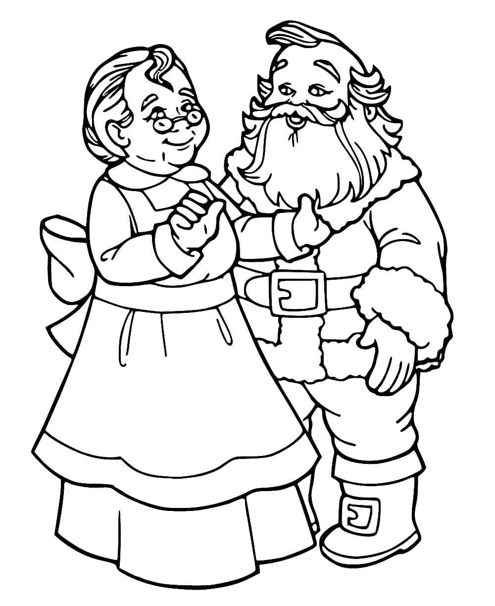 Desenho deMamãe e Papai Noel para colorir