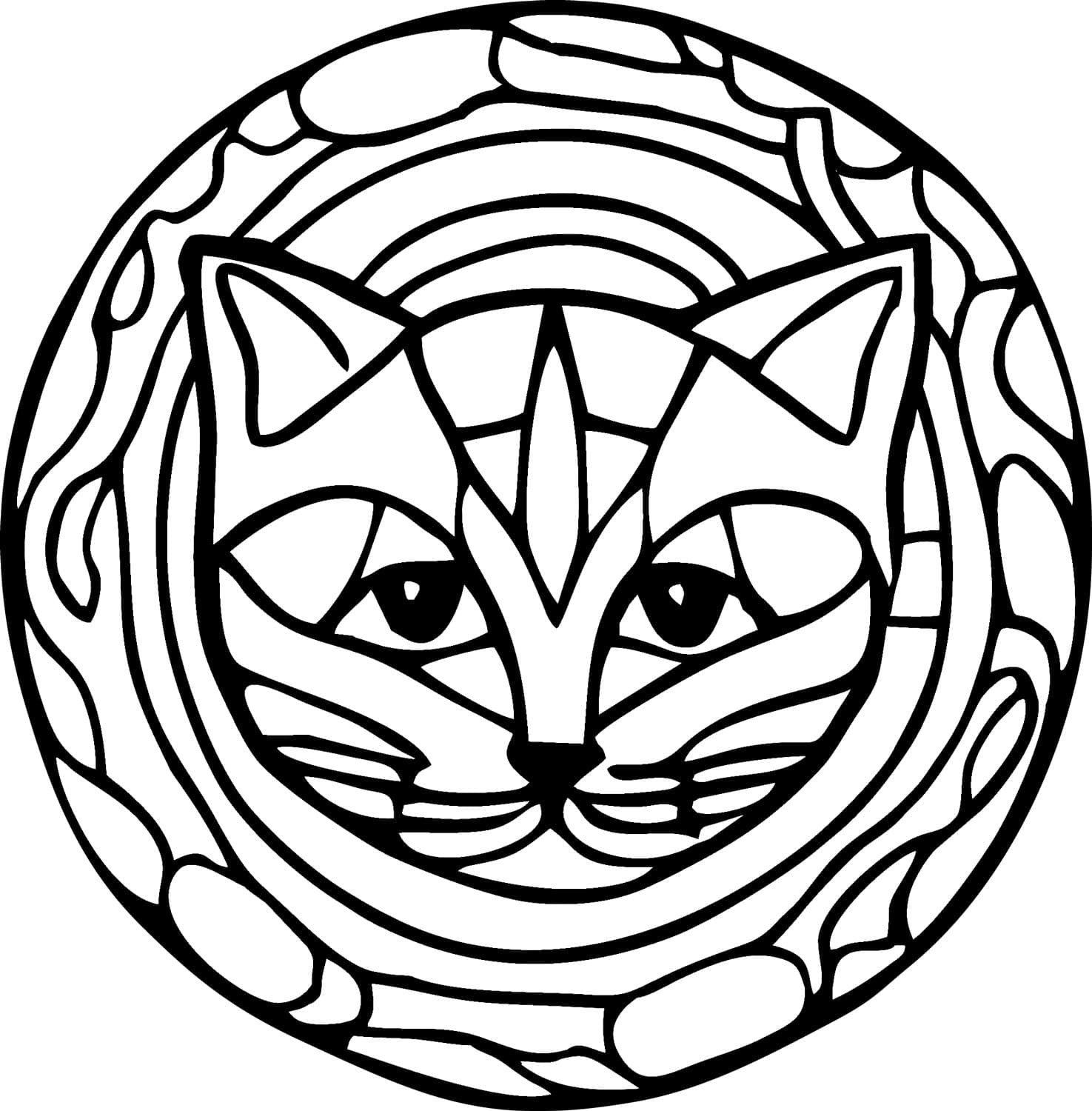 Desenho deMandala Simples com Gato para colorir