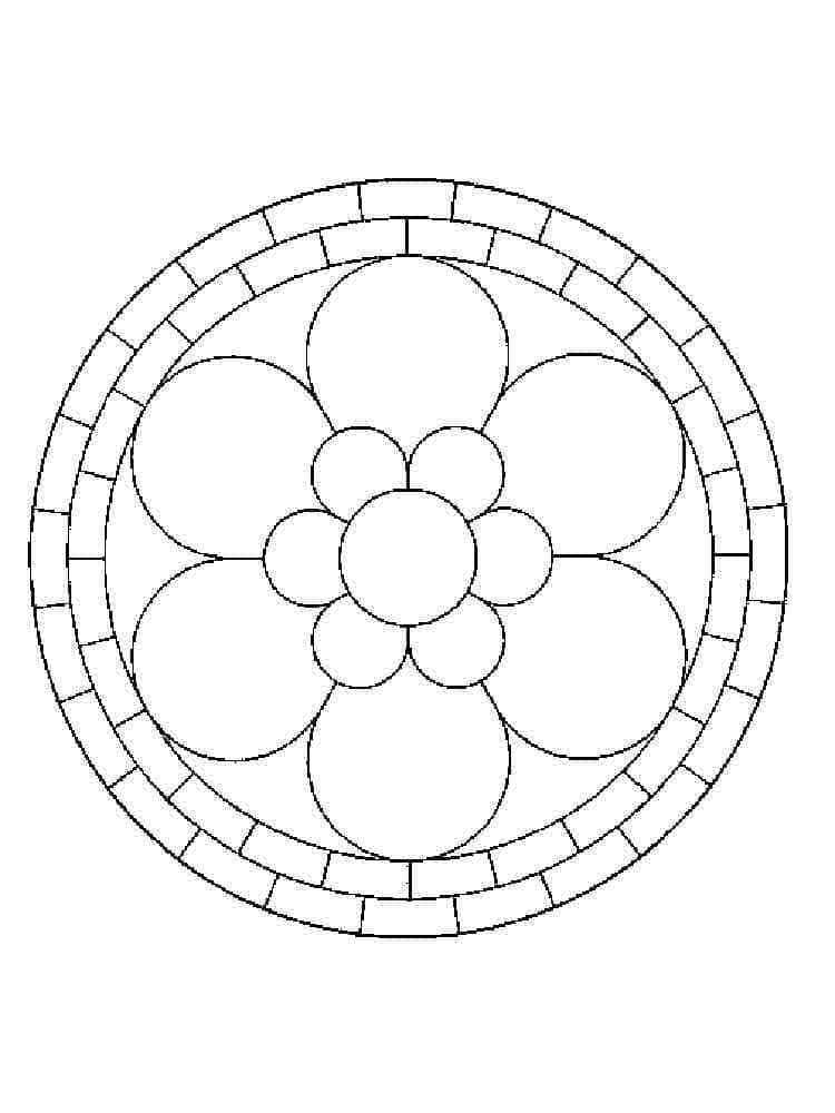 Desenho deMandala Simples e Flores para colorir