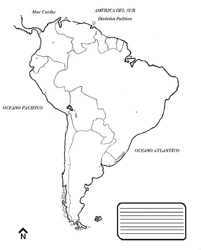 Desenho deMapa Fácil da América do Sul para colorir