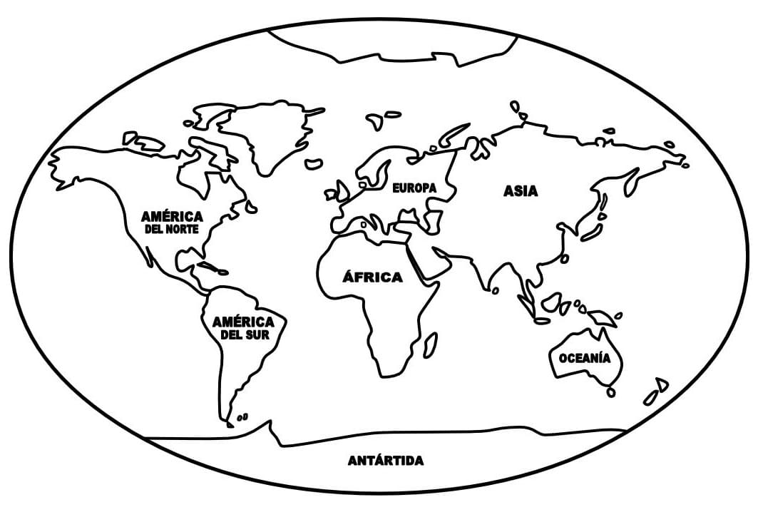 Desenho deMapa Mundi Imprimível Grátis Para Crianças para colorir