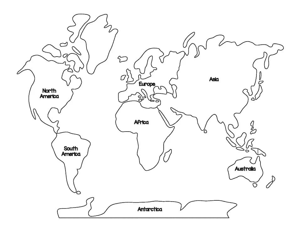 Desenhos de Mapa Mundi para colorir