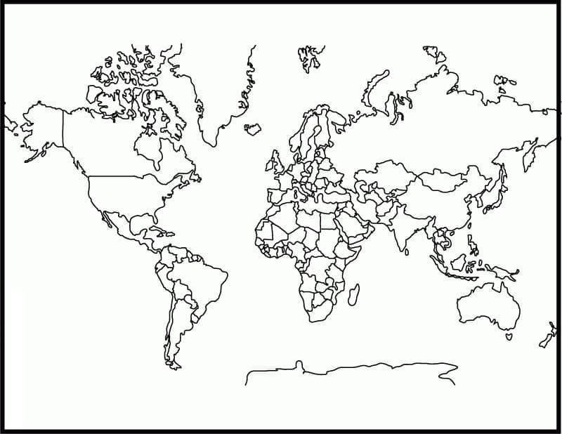 Desenho deMapa Mundi Para Crianças de 3 Ano para colorir