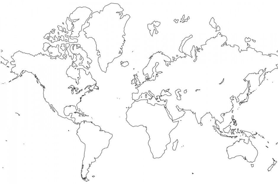 Desenho deMapa Mundi Para Crianças de 4 Ano para colorir