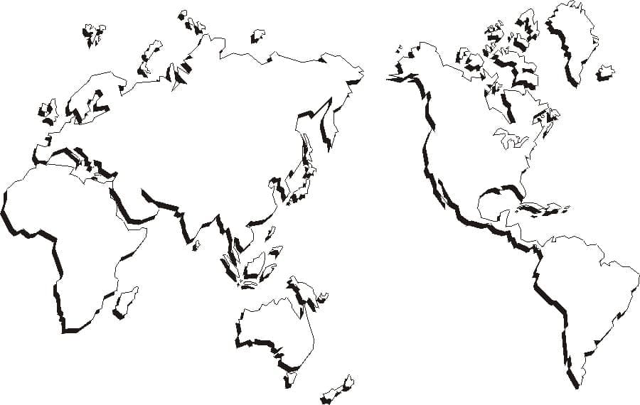 Desenho deMapa Mundi Simples para colorir