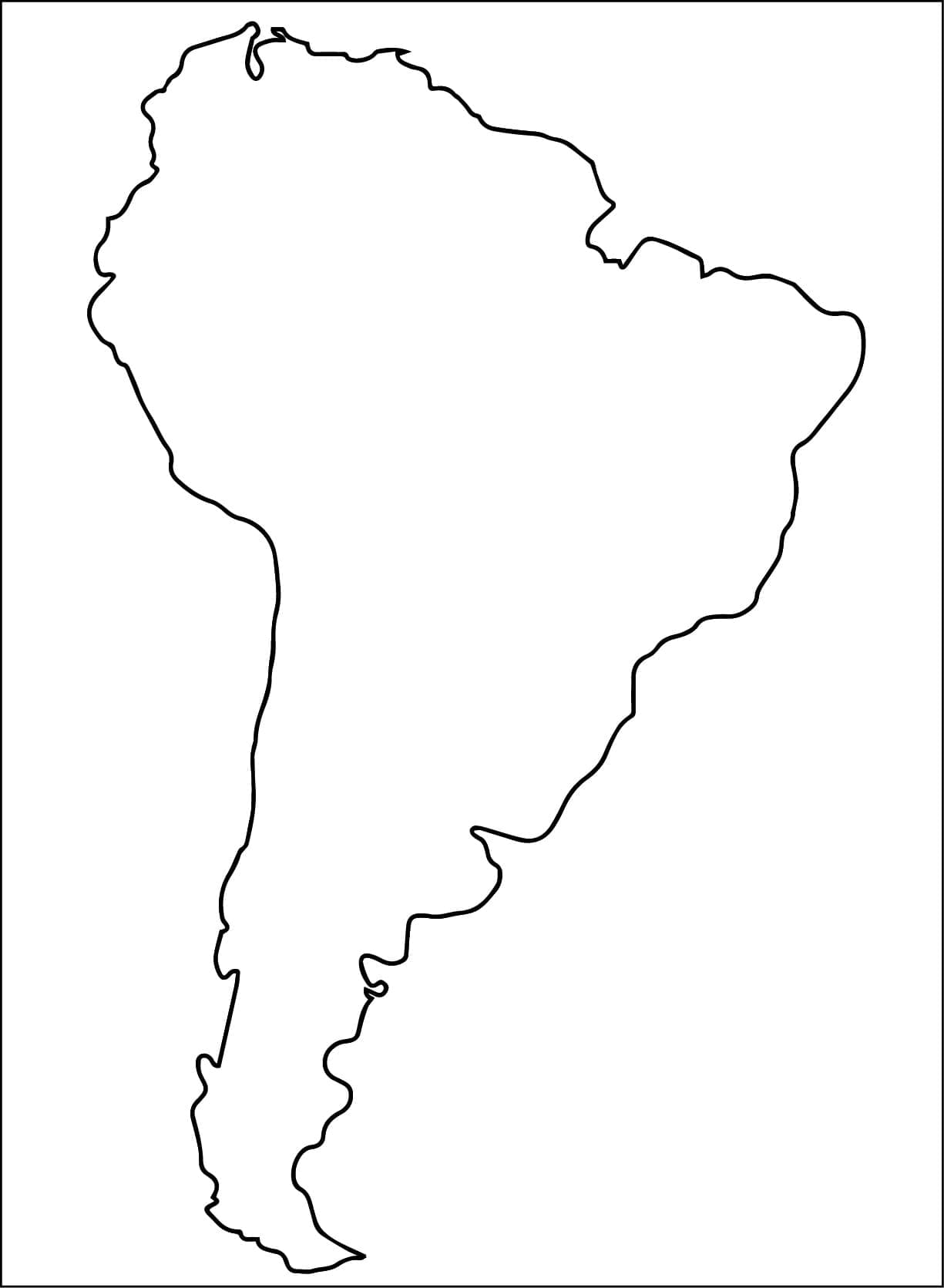 Desenho deMapa Simples da América do Sul para colorir