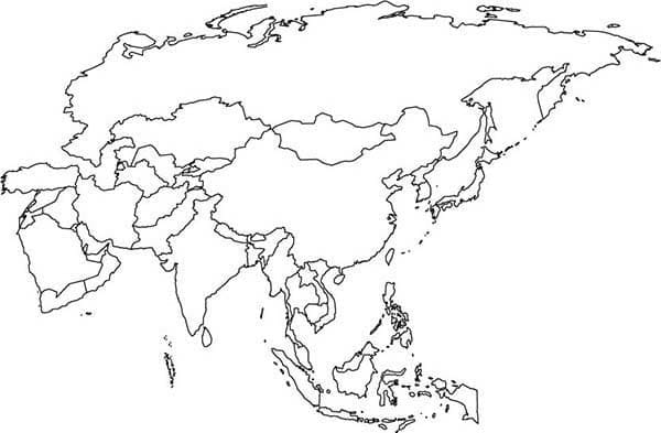 Desenho deMapa da Ásia Para Crianças para colorir