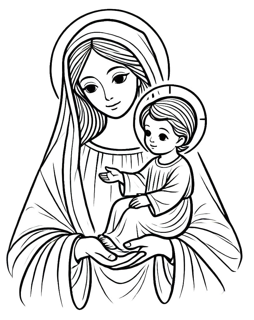 Desenhos de Maria Mãe de Jesus para colorir