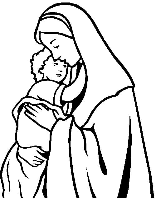 Desenho deMaria Mãe de Jesus Para Crianças de 1 Ano para colorir