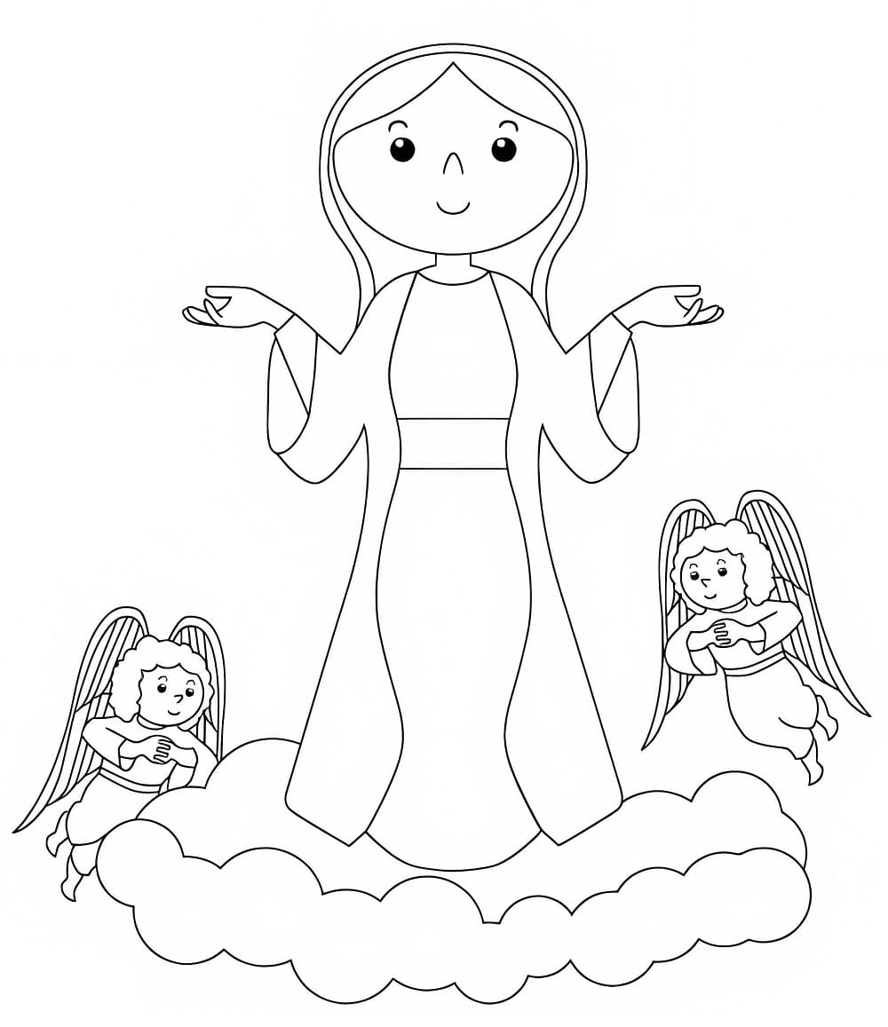 Desenho deMaria Mãe de Jesus Para Crianças de 2 Ano para colorir