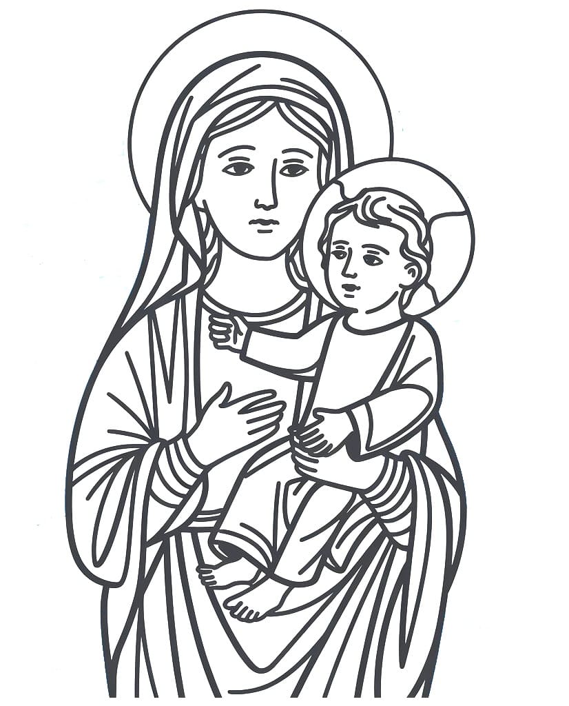 Desenho deMaria Mãe de Jesus Para Crianças para colorir